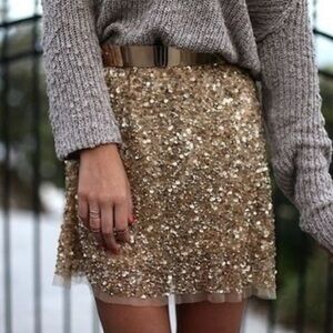 Zara Gold Sequin Mini Skirt